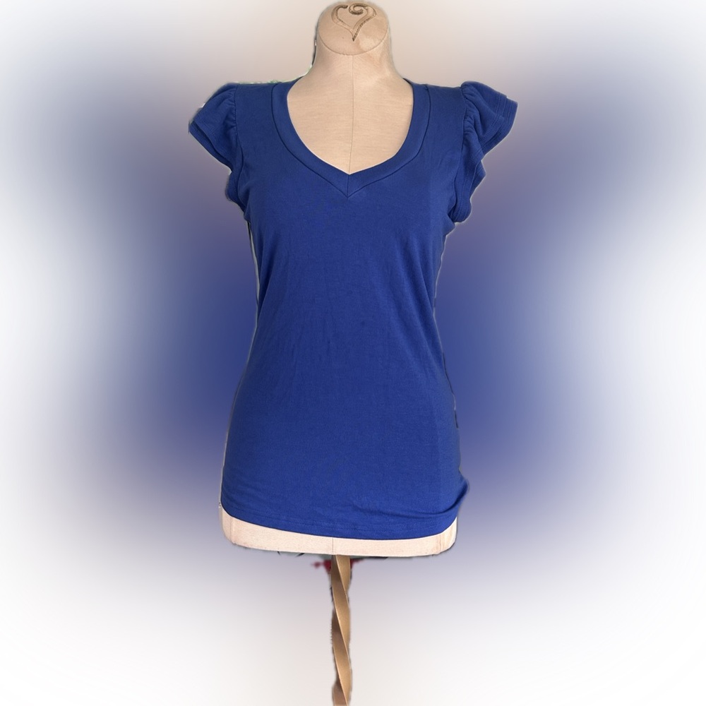 Elegant Royal Blue V-Neck Blouse